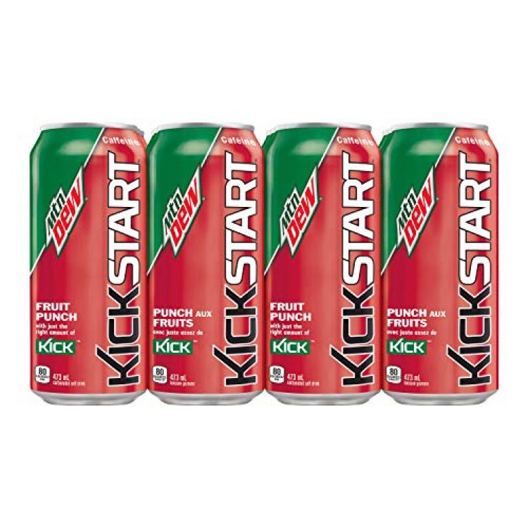 Mountain Dew Kickstart Fruit Punch Carbonated Soft Drink, 473 mL Cans, 12 Pack — Deals from