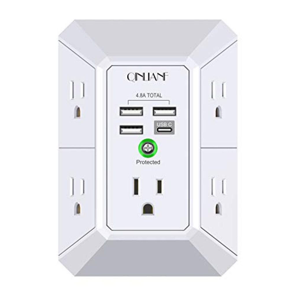 QINLIANF 5 Outlet Extender with 4 USB Charging Ports — Deals from