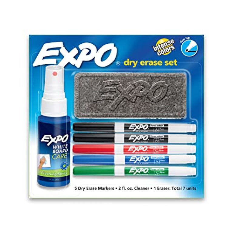 EXPO Low Odor Dry Erase Marker Set with White Board Eraser and Cleaner