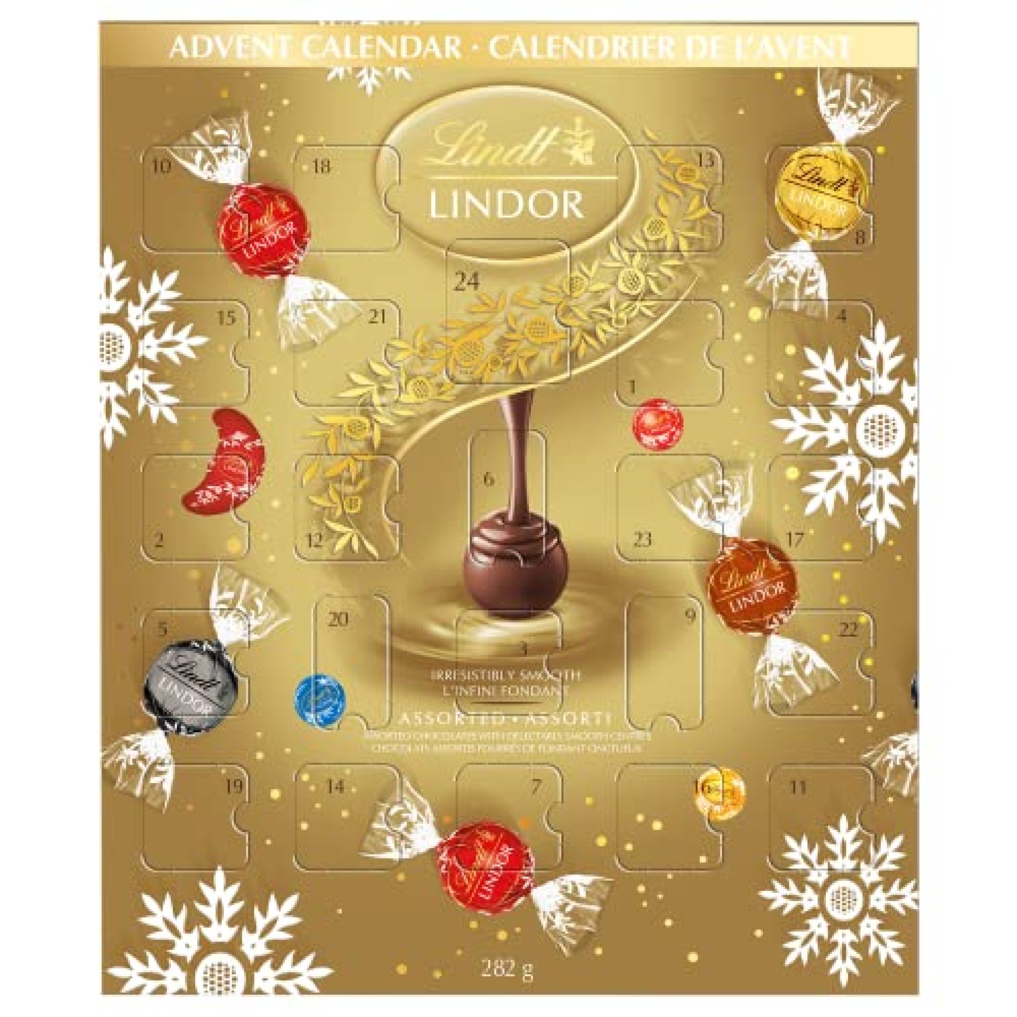 Lindt LINDOR Assorted Chocolate Truffle Advent Calendar 2022, 282 Grams