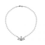 VAVOLO Crystal Rhinestone Planet Pearl Necklace