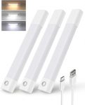 EZVALO Closet Lights, 30 LED Rechargeable Under Cabinet Lighting Wireless (White, 8inch-3Pack)