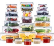Pure Future 50-Piece Large Airtight Food Storage Containers with Lids, BPA-Free Stackable & Microwave Safe Kitchen Set for Meal Prep, Freezer Use - 25 Containers & Lids, Leakproof Design