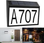 Solar House Number Light Waterproof, Wall Mount Address Numbers Sign, Auto on/off & Customized Letter and Numbers,LED Solar powered address plaques Driveway Marker for Home Garage Yard (Black)
