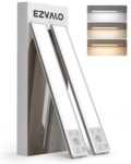 EZVALO Under Cabinet Lights, 80 LED Motion Sensor Light Indoor 3 Color Temps, 1900mAh Rechargeable Closet Lights Dimmable, Wireless Under Counter Lights for Kitchen, Wardrobe, Hallway (2Pack)
