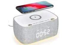 EZVALO Digital Alarm Clock Radio, Wireless Charging Station & Bluetooth Speaker