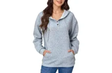 Songdai Women’s Waffle Knit Pullover Sweatshirt