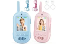 Aucoza Kids Walkie Talkies with HD Camera, 2 Pack (Pink+Blue)
