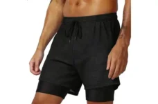Men’s Quick Dry Breathable Athletic Shorts with Inner Liner Drawstring Waist