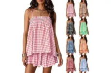 Peplum Babydoll Cami Top and Wide Leg Shorts, Women’s 2 Piece Outfit