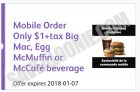 $1 Big Mac, McMuffin or McCafe Beverage