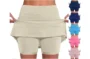 lcziwo Skort, High Waisted Mini Skirt with Tummy Control Shorts