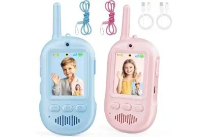 Aucoza Kids Walkie Talkies with HD Camera, 2 Pack (Pink+Blue)