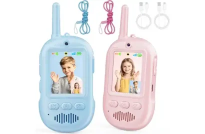 Aucoza Kids Walkie Talkies with HD Camera, 2 Pack (Pink+Blue)