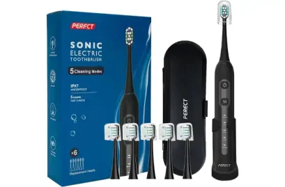 PERECT Rechargeable Sonic Electric Toothbrush with 6 Replacement Brush Heads