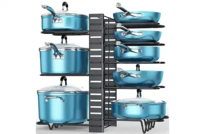 ORDORA 8 Tier Pot Rack with 3 DIY Methods, Pots and Pans Organizer for Cabinet