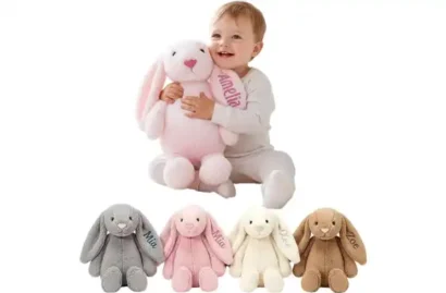 TIRXUIND Personalized Bunny Plush with Custom Name Embroidery