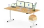 FLEXISPOT E6 MAX Bamboo 60x30 Inch Dual Motor 3-Stage Heavy Duty Standing Desk, 330lbs Weight Capacity, Height Adjustable Desk w/Cable Management & Wheels (Solid Bamboo Desktop + White Frame)