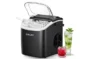 EUHOMY Countertop Ice Maker Machine with Handle, 26.4lbs Per Day, 9 Ice Cubes Ready in 6 Mins, Auto-Cleaning Portable Ice Maker with Basket and Scoop, for Home/Kitchen/Camping/RV (Black)
