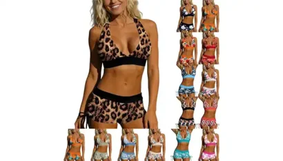 Halter Neck Tankini Tops with Shorts Bathing Suit