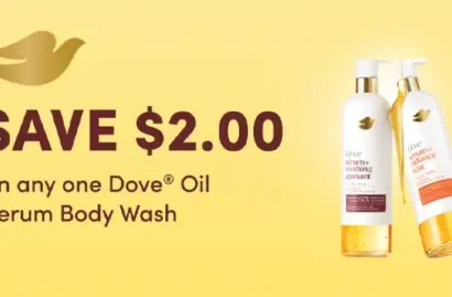 Dove Coupon Canada | Save on Dove Oil Serum Body Wash + Deodorant Products + Body Scrubs