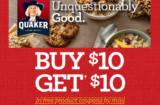 Quaker Buy $10, Get $10 Rebate