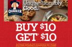 Quaker Buy $10, Get $10 Rebate