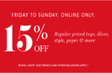 Indigo – 15% Off Weekends