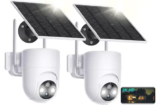 LIWAN Solar 2K 360° Outdoor Security Camera, 2 Pack