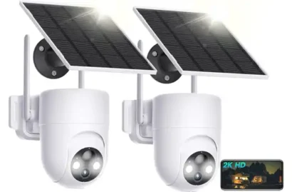 LIWAN Solar 2K 360° Outdoor Security Camera, 2 Pack