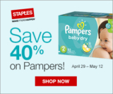 Staples – 40% Off Pampers