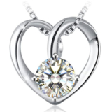 J.Rosée Silver Fiery Heart Cubic Zirconia Pendent Necklace