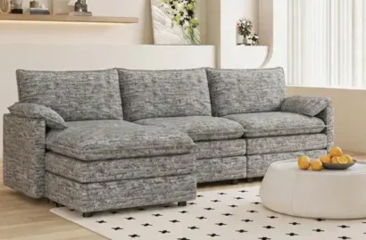 GAOMON 108″ Modern 3 Seater Sofa with Deep Seats, L Shaped Cloud Couch