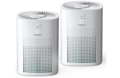 CHIVALZ Air Purifiers for Bedroom with True HEPA Filter, 2 Pack, Ivory