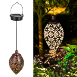 Solar LED Hanging Lights Olive Shape Retro Lantern Outdoor Waterproof Lamp
