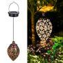 Solar LED Hanging Lights Olive Shape Retro Lantern Outdoor Waterproof Lamp