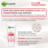 Check Your Emails ~ Garnier Ultra-Lift Transformer Samples