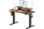 FLEXISPOT Standing Desk with Monitor Stand, 48 x 24 Inches One-Piece Electric Height Adjustable Computer Desk with Cup Holder, Home Office Desks (Black Frame+ Rustic Top)