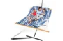 Everyfun Cotton Rope Hammock for 2 with Stand – 500 lbs Capacity, Adjustable Design with Removable Padded Mat, Portable Hammock with Carry Bag for Patio, Garden, Indoor/Outdoor Use,Blue Stripe