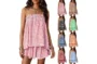 Lounge Sets for Women Comfy Flowy Peplum Babydoll Cami Top Wide Leg Shorts Womens Set 2 Piece Outfits Summer