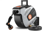 SUNPOW Retractable Garden Hose Reel + 10 Function Sprayer Nozzle