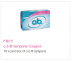 o.b. Tampons Free Product Coupons