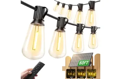 OHLUX 60FT Solar Globe String Lights Outdoor