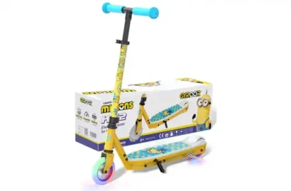 MIHOVER Minion Collab Kids Electric Scooter with LED Lights & Adjustable Handlebar