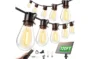 Solar String Lights Outdoor, 120FT 30+2 Shatterproof S14 LED Bulbs, Waterproof, USB Rechargeable, 2200K Warm White, Energy-Saving Hanging Patio Lights for Garden, Porch, Bistro, Deck, Market