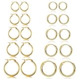 10 Pairs Small Hoop Earring Set Stainless Steel, Hypoallergenic 10-20MM