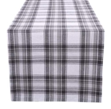 Cotton Classic Check Plaid Table Runner 16″x72″ with Mitered Corners & Generous Hem, Charcoal