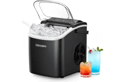 EUHOMY Countertop Ice Maker Machine with Handle, 26lbs in 24Hrs