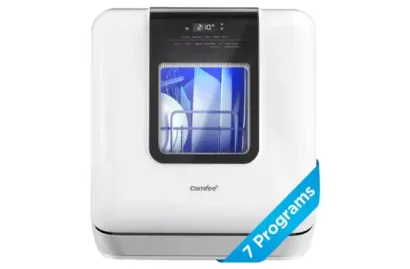COMFEE’ Countertop Dishwasher, Portable with 6L Built-in Water Tank