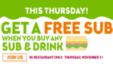 BOGO Free Subway + Food Bank Donation